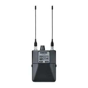 Shure P10R+ Bodypack Receiver for PSM 1000 IEM System: The P10R+ bodypack with its two antennas and volume knob.