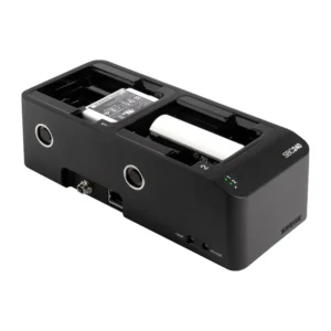 Shure SBC240 2-Bay Networked Docking Charger: The SBC240 with a battery docked in each bay.