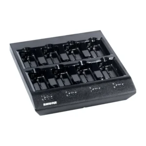 Shure SBC800 8-Bay Cradle Charger for SB900-Series Batteries: The SBC800 with its eight empty bays.