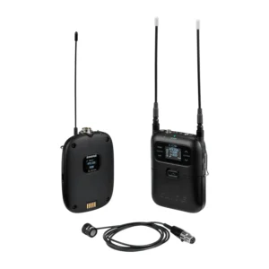 Shure SLXD15+/85M Portable Wireless System with WL185m Lavalier: The SLXD1+ bodypack, WL185m lavalier, and SLXD5+ portable receiver.