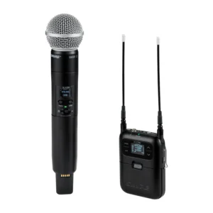 Shure SLXD25+/58 Portable Digital Wireless System with SM58 Capsule: The SLXD2+ handheld with its SM58 capsule beside the SLXD5+ portable receiver.