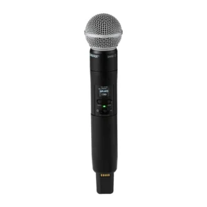 Shure SLXD2+/58 Handheld Transmitter with SM58 Capsule: The SLXD2+/58 handheld transmitter with its SM58 grille.