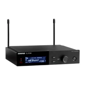 Shure SLXD4+ Single-Channel Digital Wireless Receiver: The SLXD4+ at an angle, with its antennas.