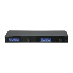 Shure SLXD4QDAN+ Quad Channel Receiver with Dante Audio: The SLXD4QDAN+ front panel with its two displays.