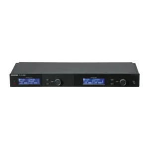 Shure SLXD4Q+ Quad Channel Receiver: The SLXD4Q+ front panel with its two displays.