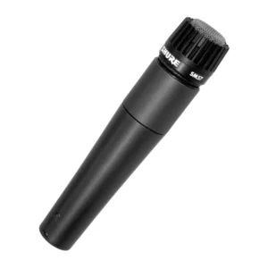 Shure SM57 Dynamic Instrument Microphone: The SM57 at an angle, grille up.