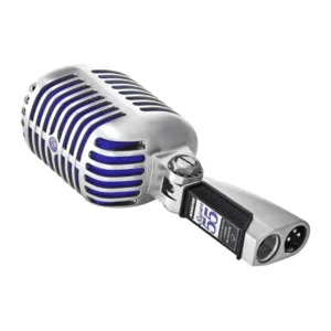Shure Super 55 Deluxe Vocal Microphone: The Super 55 tilted on its swivel mount.