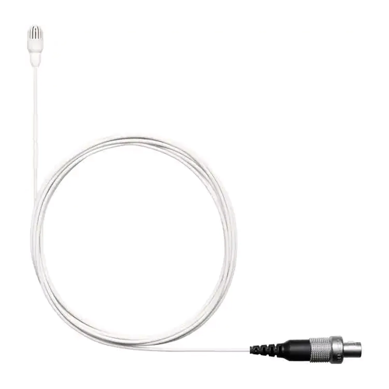 Shure TwinPlex TL45 Subminiature Lavalier Microphone: The white TL45 lavalier with its LEMO connector.