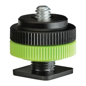 Shure WA311 Non-Conductive Cold Shoe Mount for SLXD5: The WA311 mount with its threaded post, green knurled ring, and shoe foot.