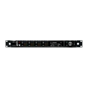 Shure AD4Q Axient Digital Four-Channel Wireless Receiver: The AD4Q front panel, with its four channel displays and controls.
