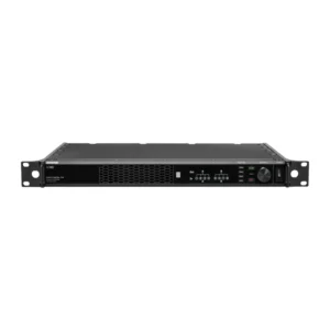 Shure AD8C Axient Digital PSM 8-Port Antenna Combiner: The AD8C front panel at an angle, with its display and controls.
