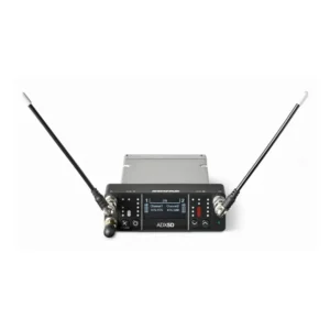 Shure ADX5D Axient Digital Dual-Channel Portable Receiver: The ADX5D with its two UHF antennas fitted.