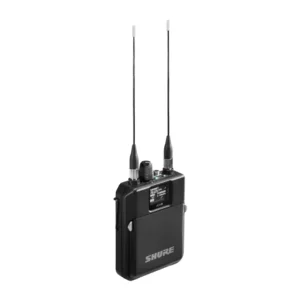 Shure ADXR Axient Digital PSM Bodypack Receiver: The ADXR at an angle, showing its side.