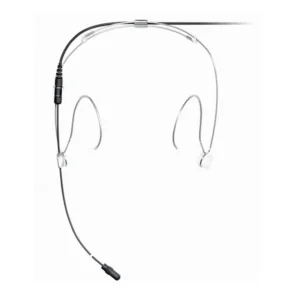 Shure DH5 DuraPlex Omnidirectional Headset Microphone: The black DH5 headset from the front, its boom down.