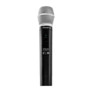 Shure MXW2X Handheld Wireless Microphone for MXW neXt 2: The MXW2X handheld with the SM86 cartridge, standing upright.