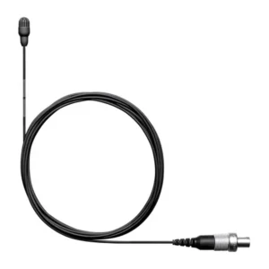 Shure TwinPlex TL45 Subminiature Lavalier Microphone: The black TL45 lavalier with its thin cable coiled and its LEMO connector.