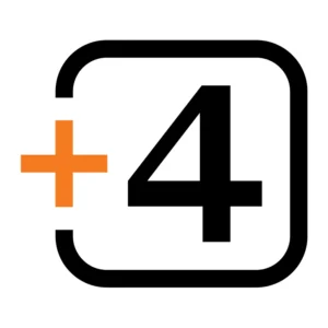 Sound Devices +4 Plugin for 833: The plugin's artwork, an orange plus sign beside a black 4 in a rounded frame.