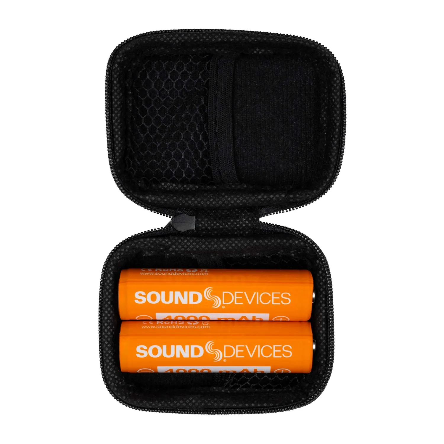 Sound Devices XL-B18650 Lithium-Ion Battery for Astral HH: Two batteries in an open zip case.