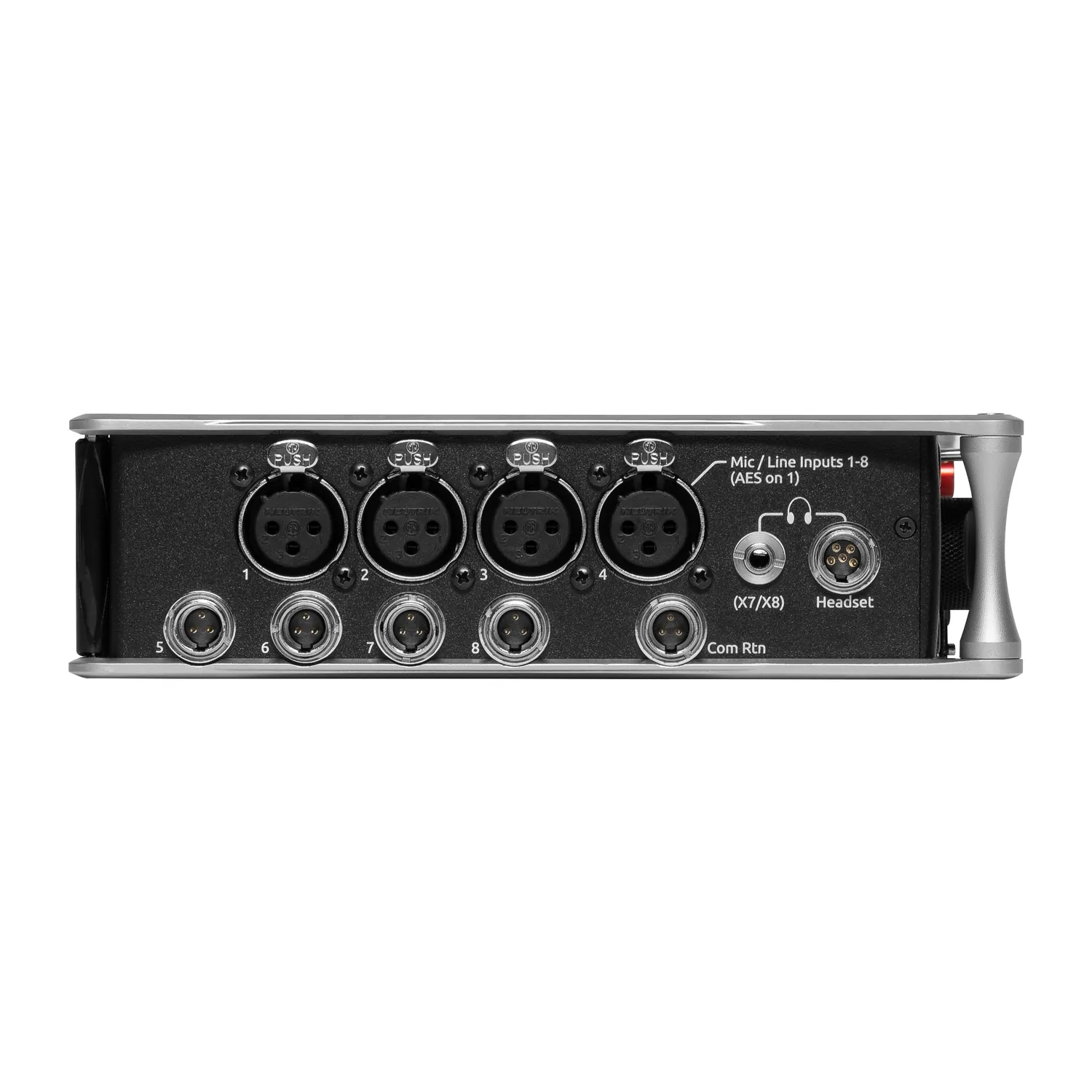 Sound Devices 888 Portable Mixer-Recorder: The left side panel with its four XLR inputs.