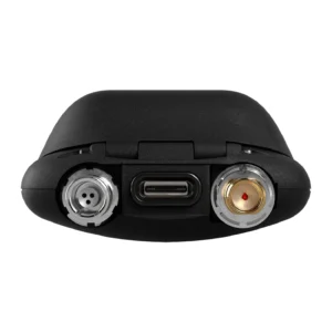 Sound Devices A20-BatteryDoubler Dual Battery Adapter for Astral Mini: The top of the fitted transmitter with its connectors.