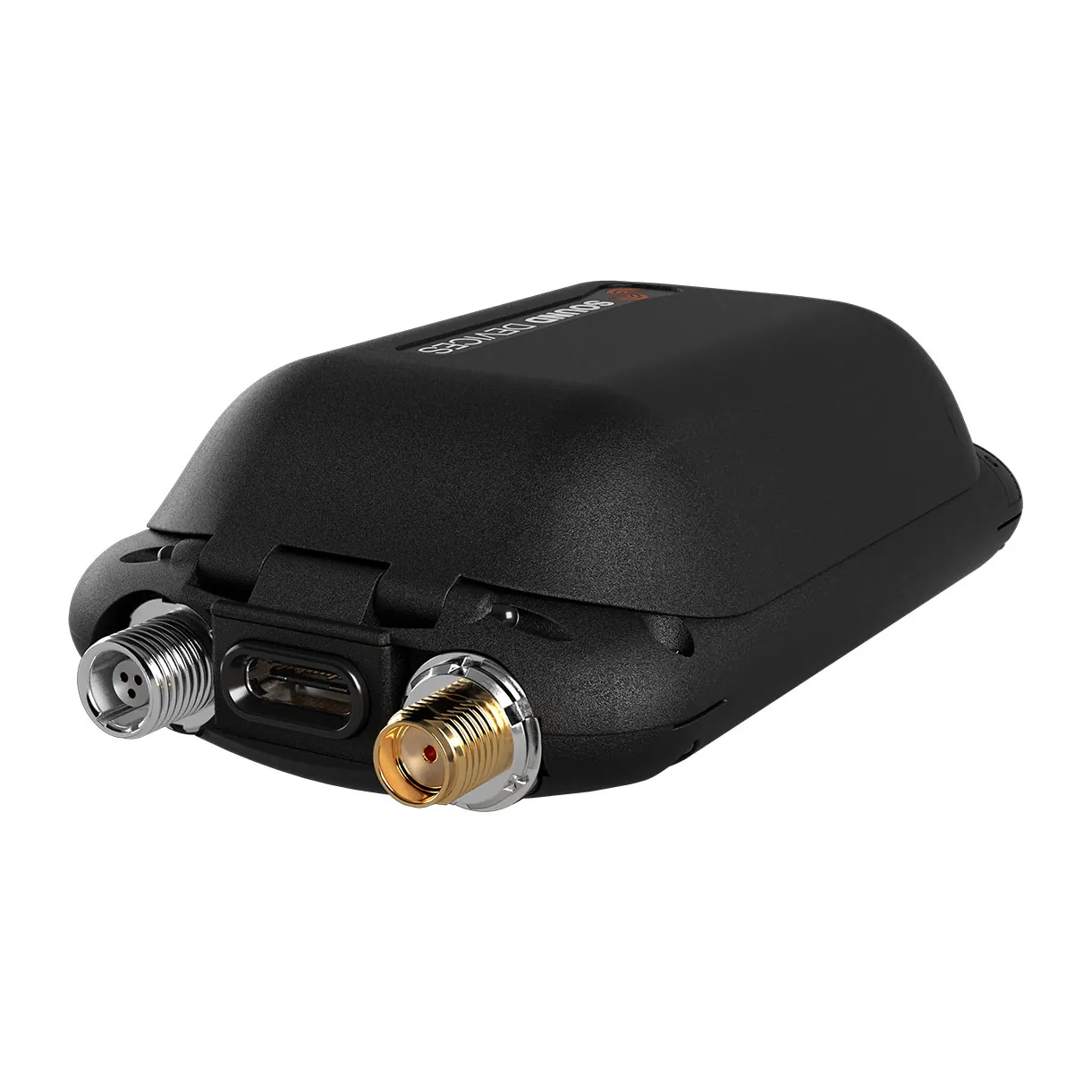 Sound Devices A20-BatteryDoubler Dual Battery Adapter for Astral Mini: The fitted transmitter from above at an angle.