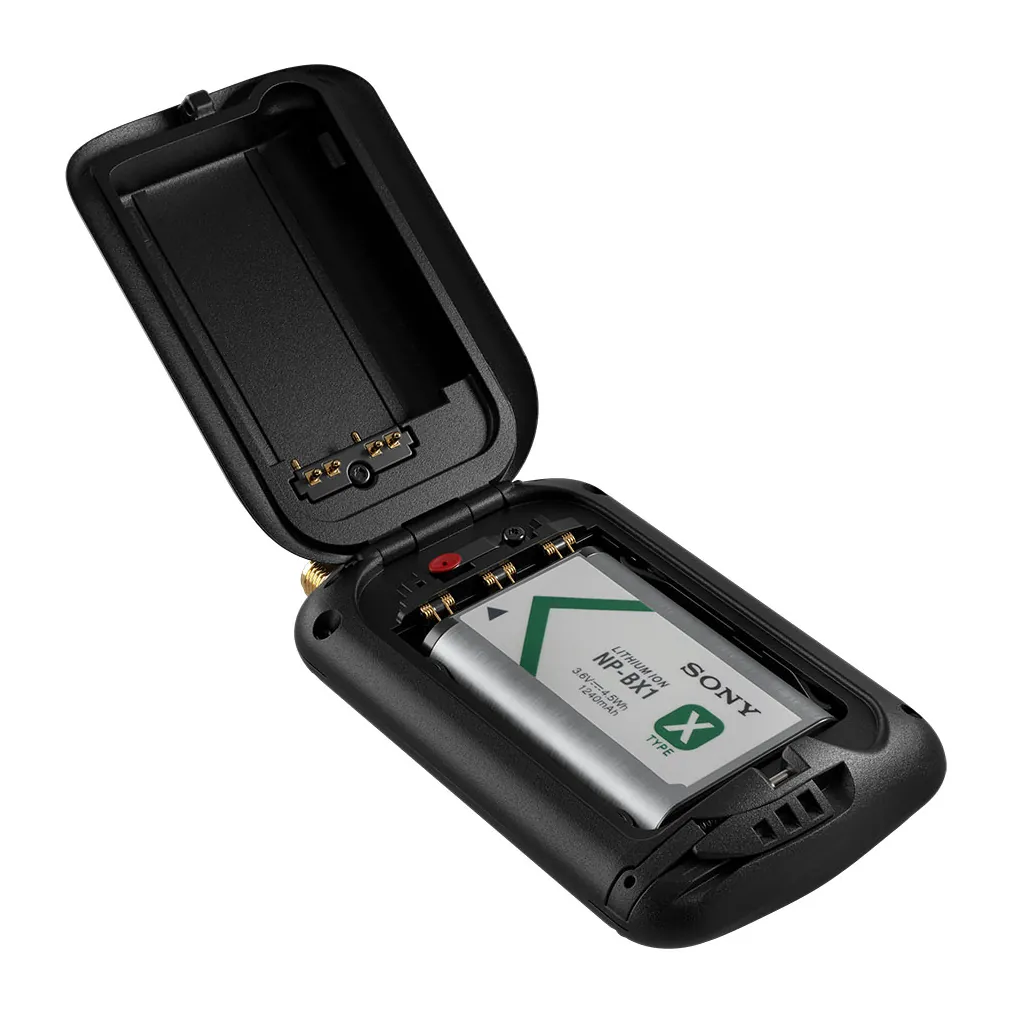 Sound Devices A20-BatteryDoubler Dual Battery Adapter for Astral Mini: The door open, seen from the right.