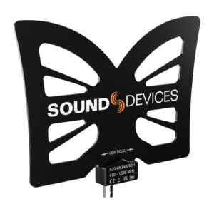 Sound Devices A20-Monarch Wideband Omnidirectional Antenna: The antenna at an angle, showing its BNC connector.