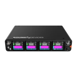 Sound Devices Astral ARX8 Digital Wireless Receiver: The ARX8 from the front at an angle.