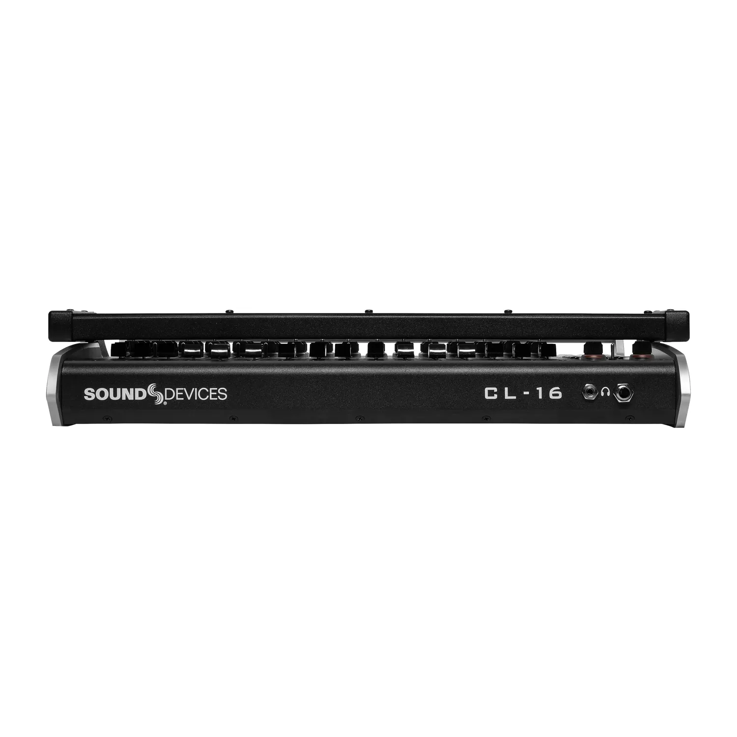 Sound Devices CL-16 Linear Fader Control Surface for 8-Series: The front edge with the CL-16 badge.