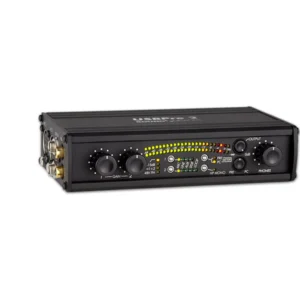 Sound Devices USBPre 2 High-Resolution USB Audio Interface: The interface from the front, with its meter and level controls.