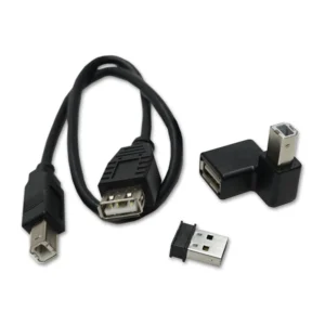 Sound Devices WM-Connect Bluetooth Adapter for 6-Series: The adapter with its right-angle USB adapter and USB cable adapter.