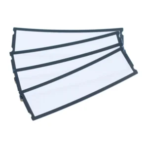 Sound Devices XL-LCD Lexan Screen Covers for 7-Series (4-Pack): Four clear Lexan covers fanned out.