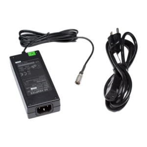Sound Devices XL-WPH3 45 W AC Power Supply with Hirose Plug: The power supply with its Hirose DC cable and detachable IEC power cord.