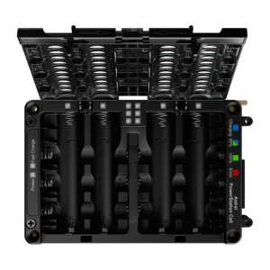 Sound Devices Astral PowerStation Cell Battery Charger: The charger open and empty, with its door raised.