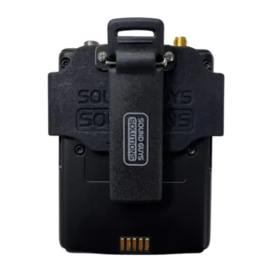 Sound Guys Solutions AD1 S-Clip Spring Clip, back of the sleeve with its plastic spring clip on a Shure AD1 transmitter.