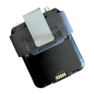 Sound Guys Solutions ADX1 Metal Belt Clip, back of the sleeve with its steel belt clip on a Shure ADX1 transmitter.