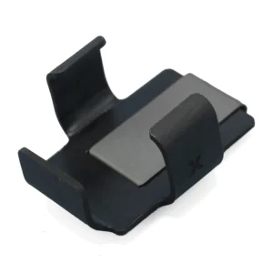 Sound Guys Solutions ZMT-X Metal Belt Clip, open front of the empty ZMT-X Clip sleeve with the steel clip behind it.