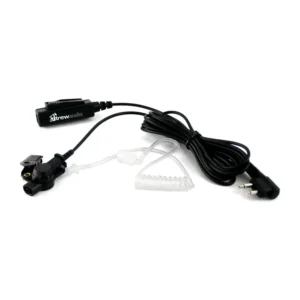 Trew Audio SMV3 2-Wire Surveillance Kit for Motorola Radios: The SMV3 kit with its earpiece tube, lapel push-to-talk mic, and radio plug.