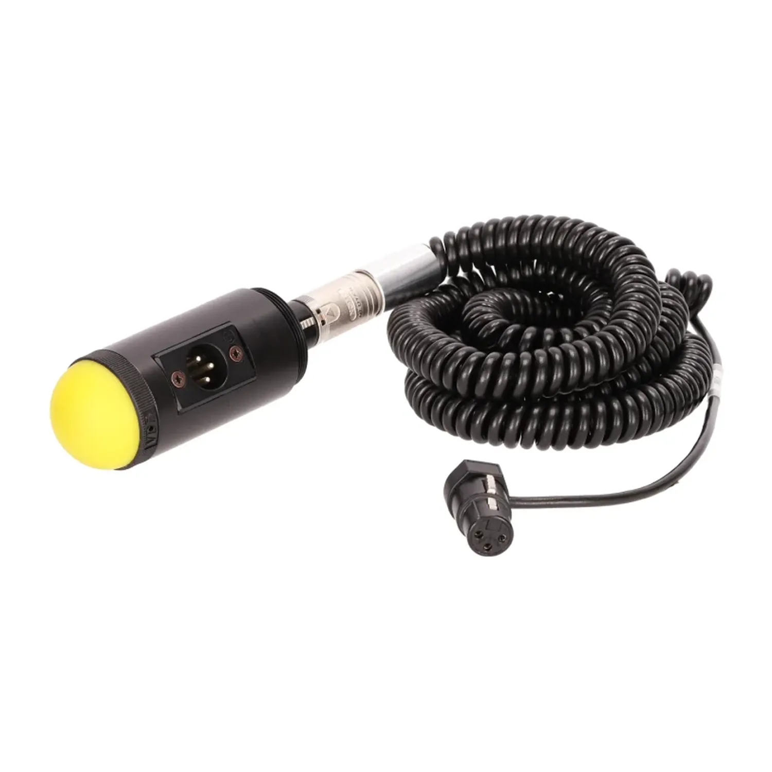 VDB Pocket-QT Microphone Boom Pole: VDB internal mono coiled cable with its foam heel and right-angle XLR exit.