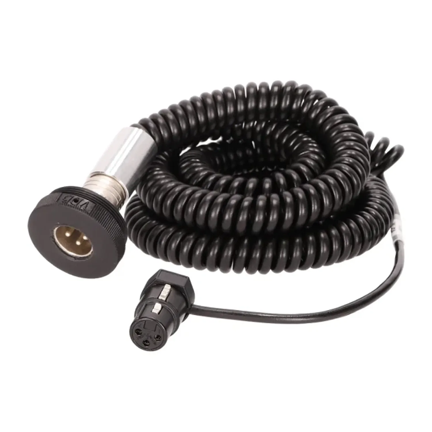 VDB Pocket-QT Microphone Boom Pole: VDB internal mono coiled cable with its straight-exit XLR heel.