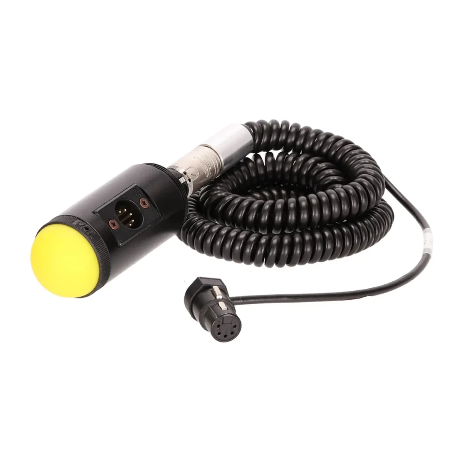 VDB Pocket-QT Microphone Boom Pole: VDB internal stereo coiled cable with its foam heel and right-angle XLR exit.