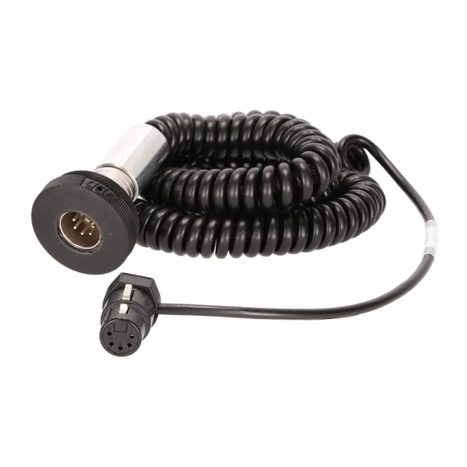 VDB Pocket-QT Microphone Boom Pole: VDB internal stereo coiled cable with its straight-exit XLR heel.