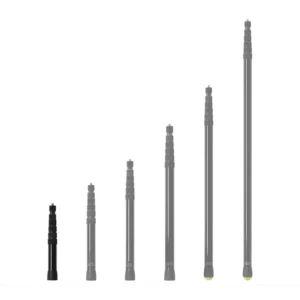 VDB Pocket-QT Microphone Boom Pole extended beside the taller poles of the VDB QT range.
