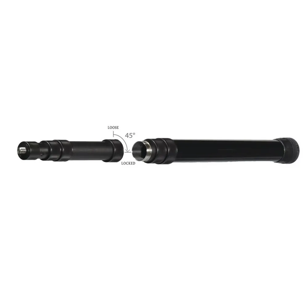 VDB Pocket-QT Microphone Boom Pole: diagram of the 45-degree turn that opens and locks a section.