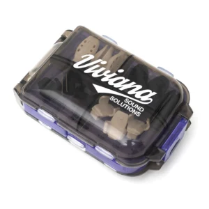 Viviana Accessories Box - Purple: the purple box from above, its clear lid showing the lav supplies inside.