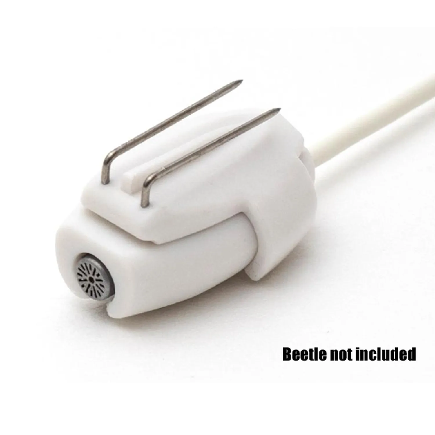 Viviana Beetle Vampire - White: the white clip snapped onto a white Beetle holding a lav mic.