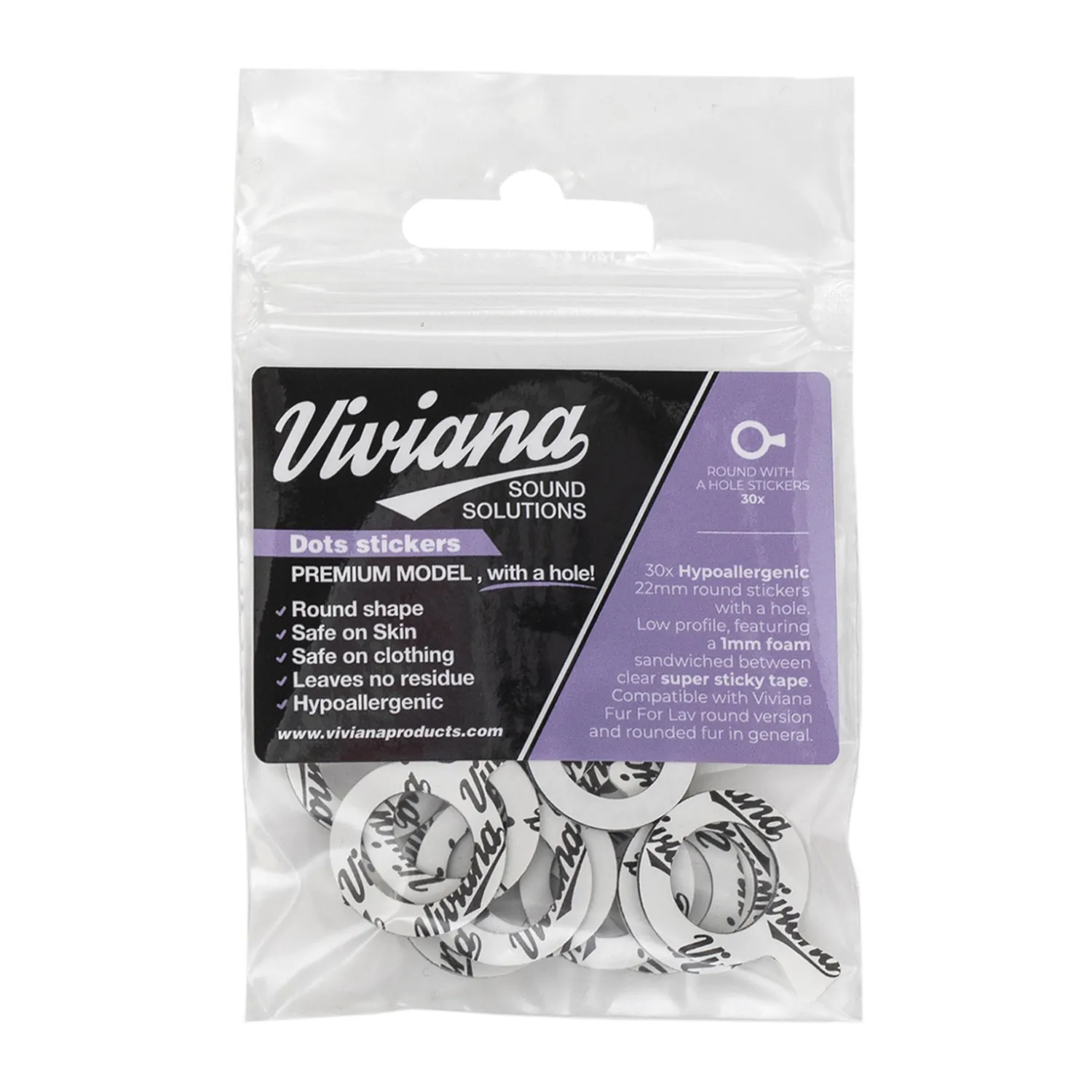 Viviana Dots Premium Stickers with Hole - Circle: a pack of round stickers with a center hole in the retail bag.