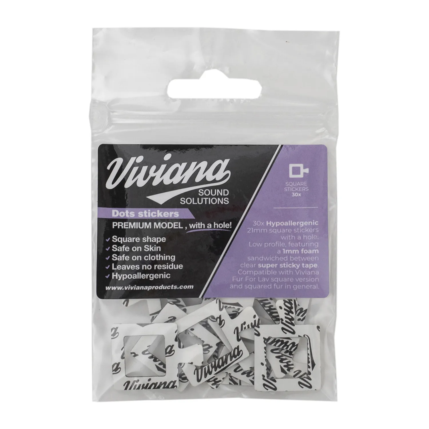 Viviana Dots Premium Stickers with Hole - Square: a pack of square stickers with a center hole in the retail bag.