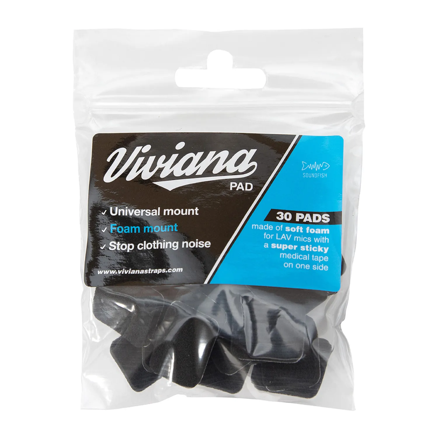 Viviana Pad (Pack of 30) - Black: black pads in the retail bag.