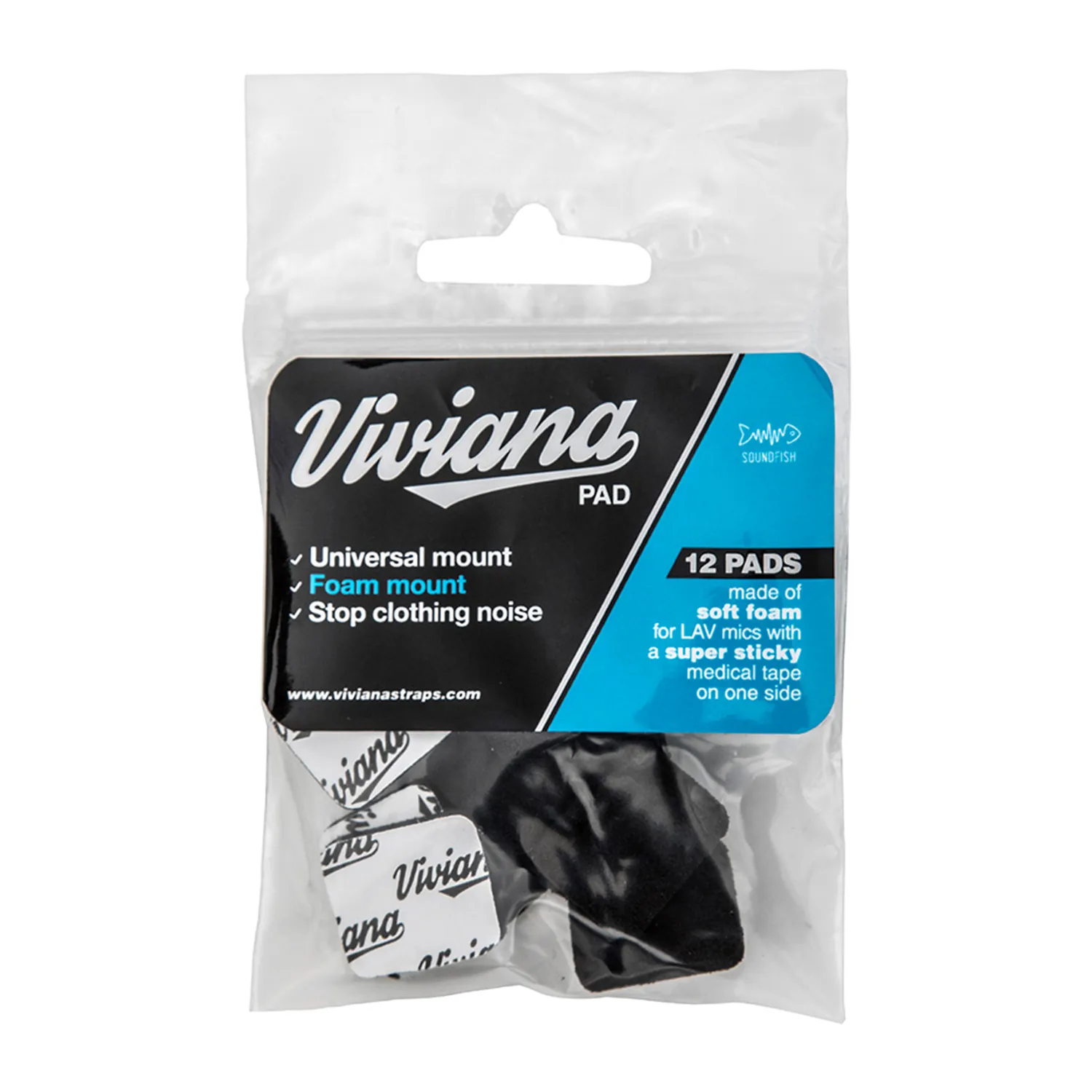 Viviana Pad (Pack of 12) - Black: black pads in the retail bag.